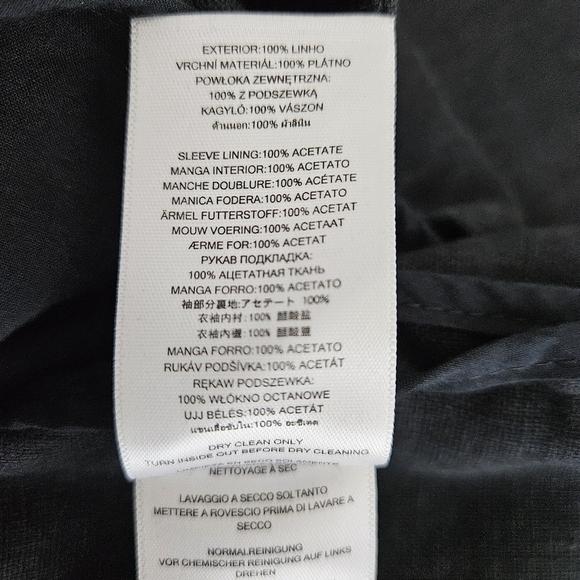 Michael Kors Blazer Linen Black Ruched 3/4 Sleeve 1 Button Jacket 6 - Picture 8 of 9